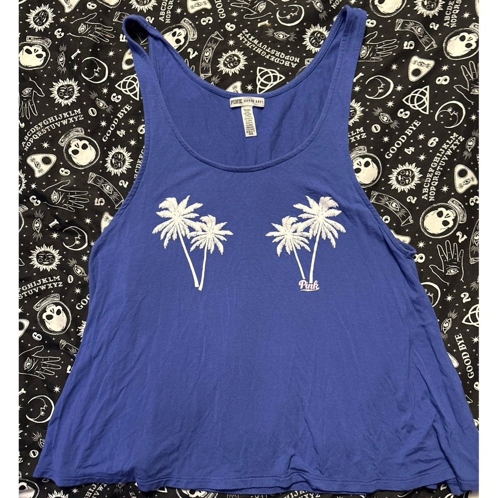 Victoria's Secret PINK Super Soft Purple Palm Tree Swing Tank, XS